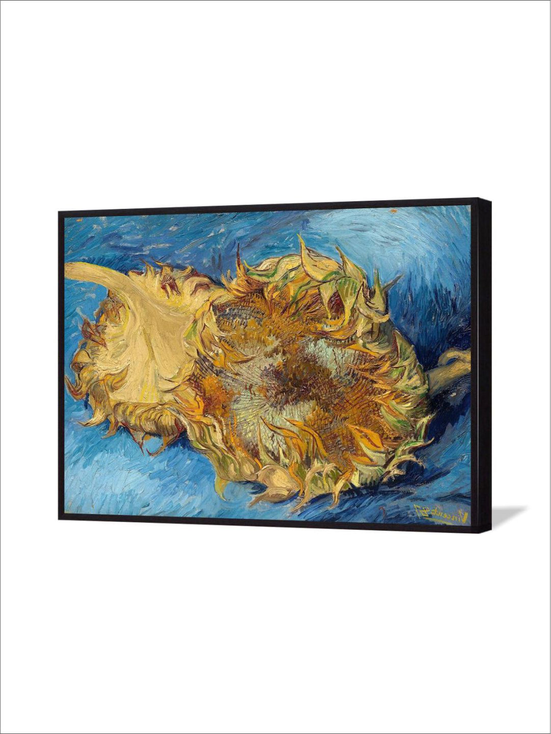 "Blue & Beige Sunflowers By Van Gogh Painting''