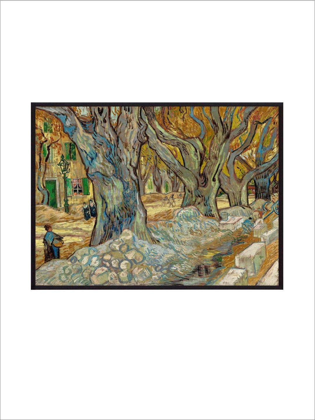 "The Large Plane Trees Road Menders at Saint Remy By Van Gogh Framed Wall Art''