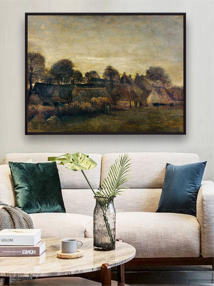 "Farming Village at Twilight By Van Gogh Framed Wall Art''