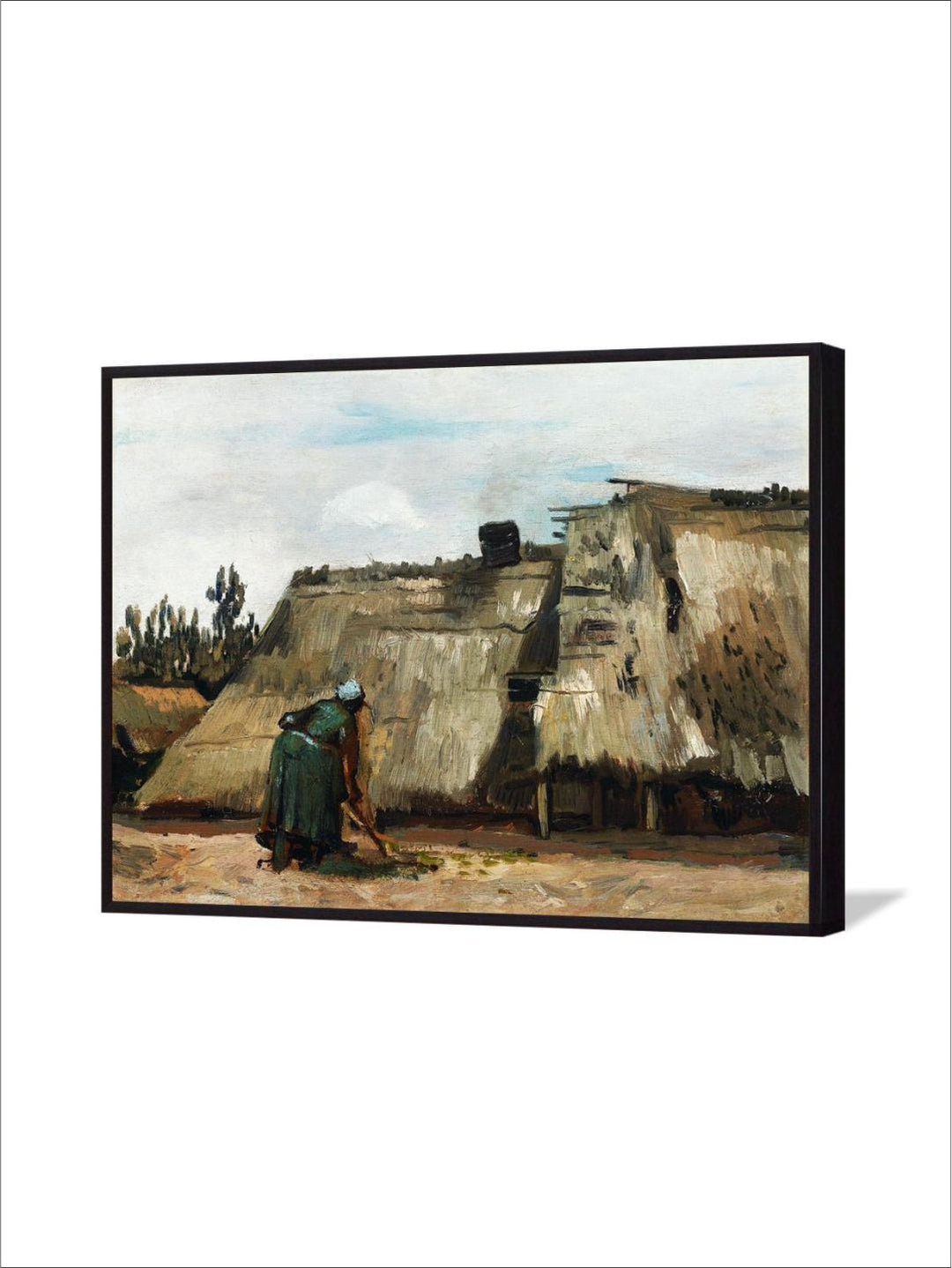 "A Peasant Woman Digging in Front of Her Cottage By Van Gogh Painting''