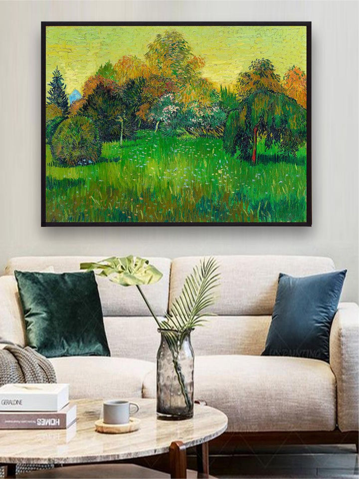 "Green & Yellow The Poets Garden By Van Gogh Framed Painting''