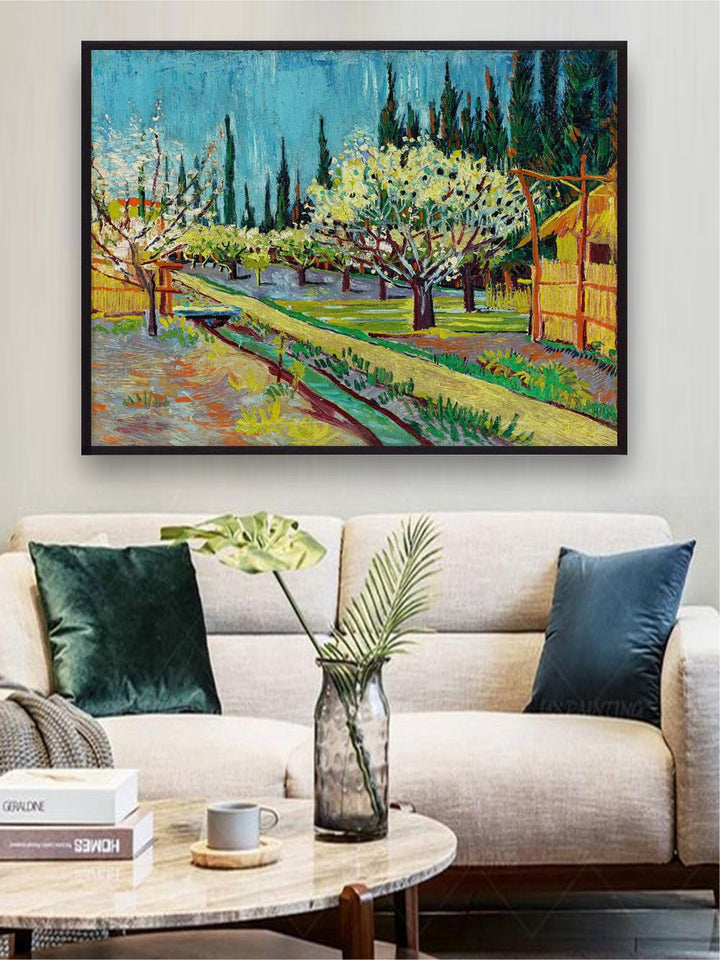 " Orchard Bordered by Cypresses By Van Gogh Framed Wall Art''