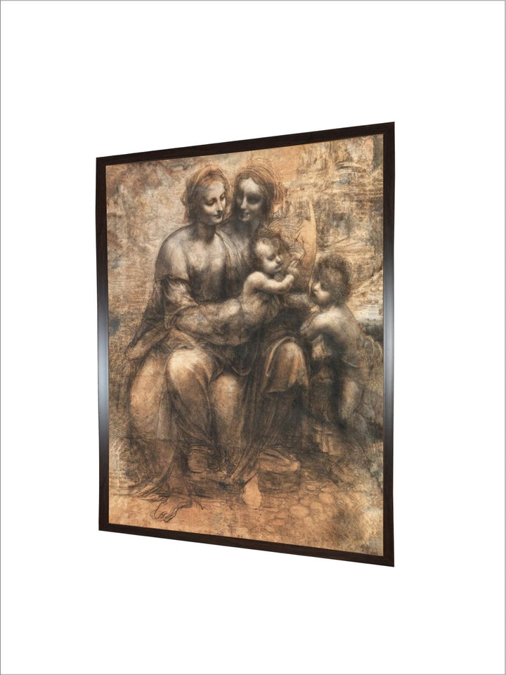 "Beige Wooden The Virgin Child With Saint Painting Wall Art''