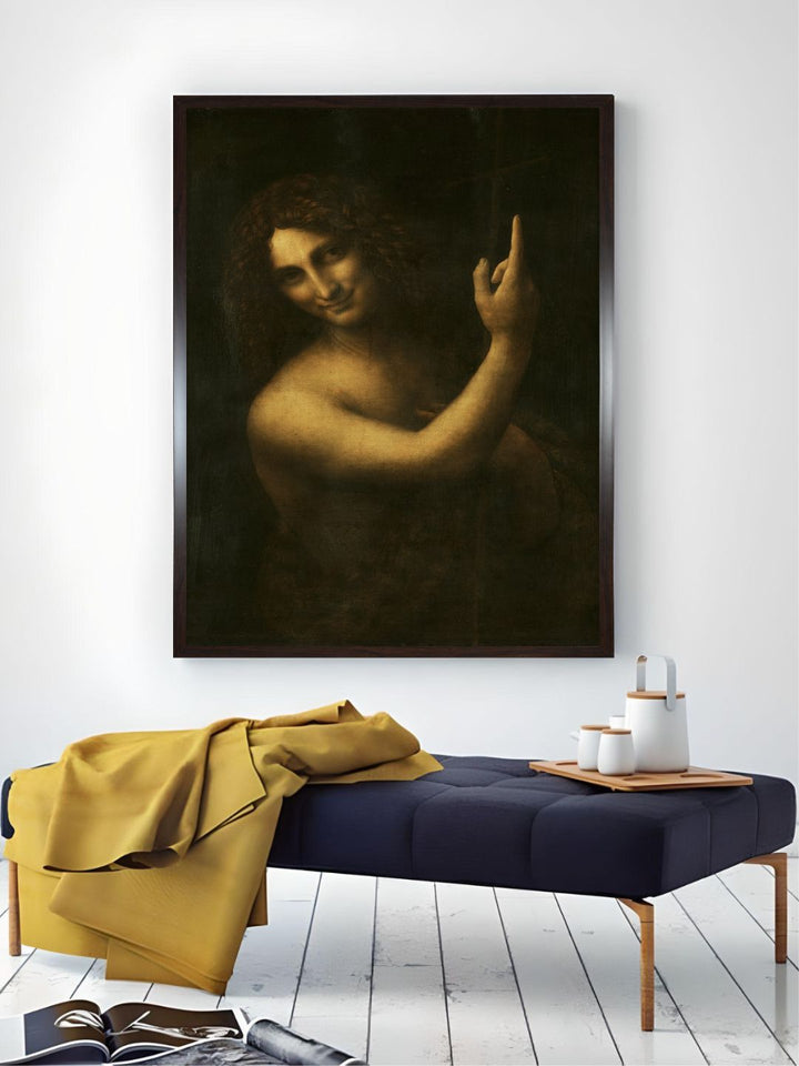 "Black & Beige Abstract Wooden St. John Painting Wall Art With Frame''
