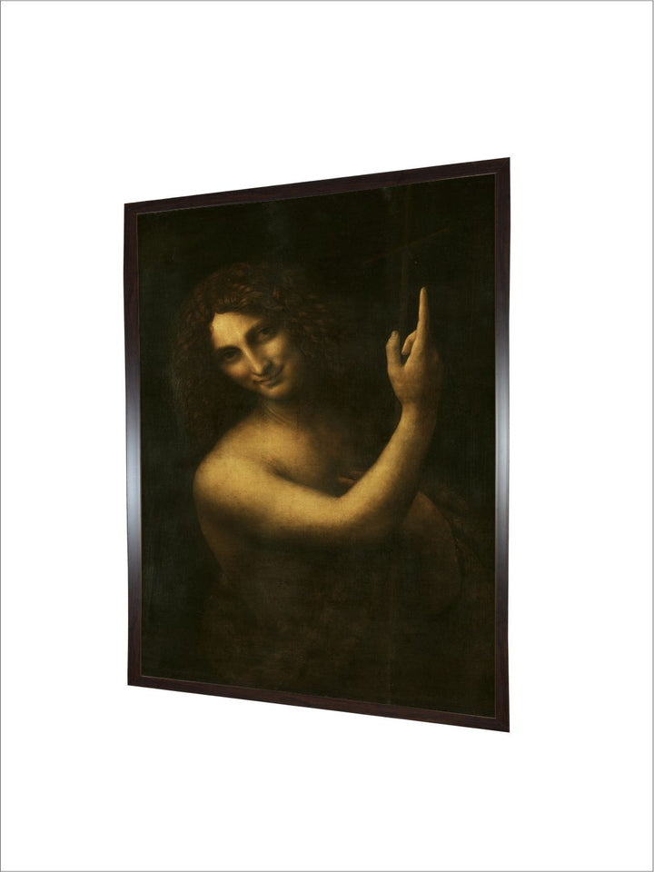 "Black & Beige Abstract Wooden St. John Painting Wall Art With Frame''