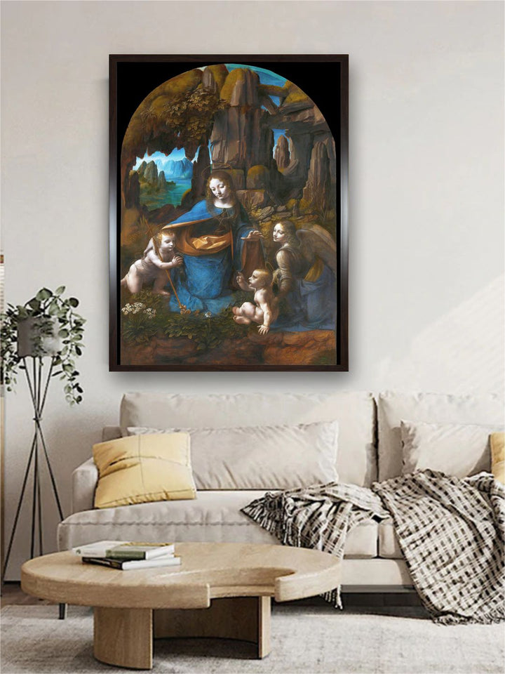 " Brown & Blue The Virgin Of The Rocks Painting Wall Art''