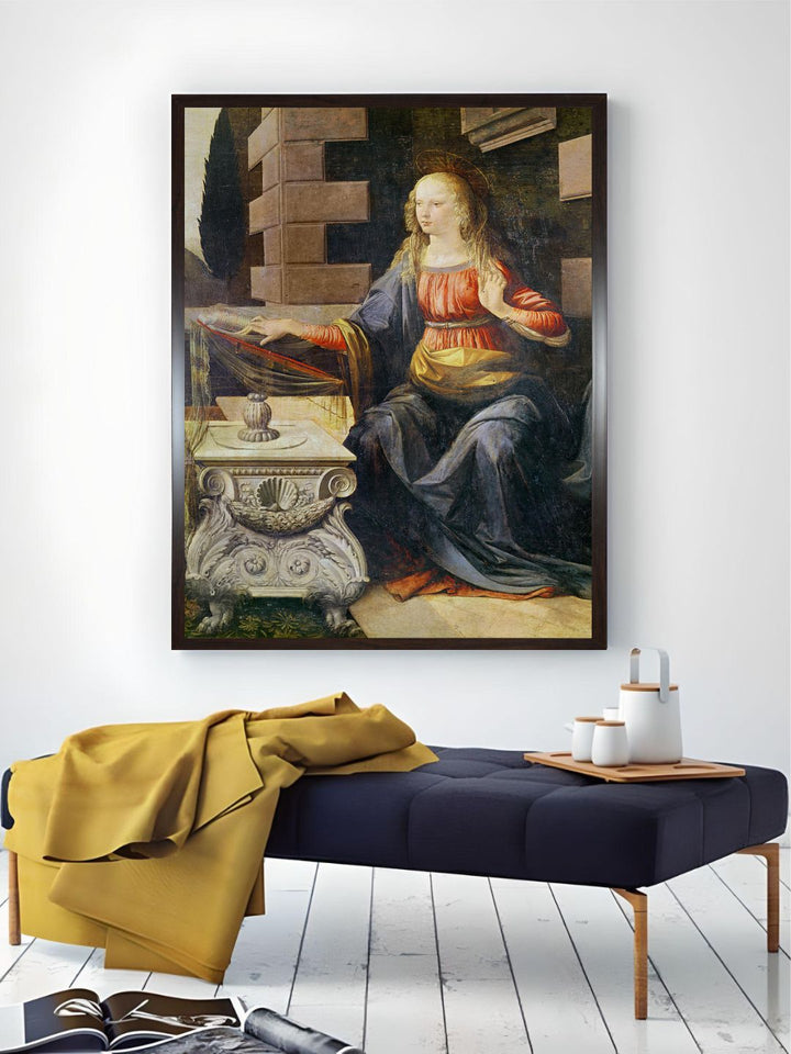 "Brown & Blue The Annunciation Wooden Painting Wall Art''