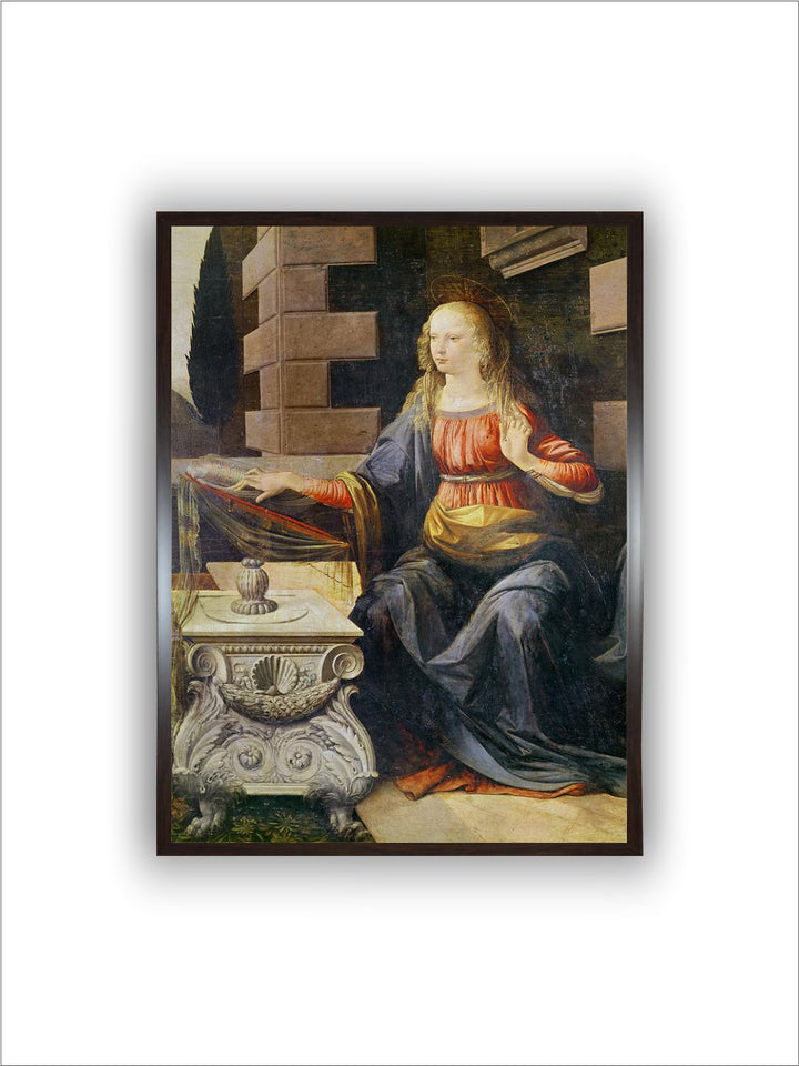 "Brown & Blue The Annunciation Wooden Painting Wall Art''