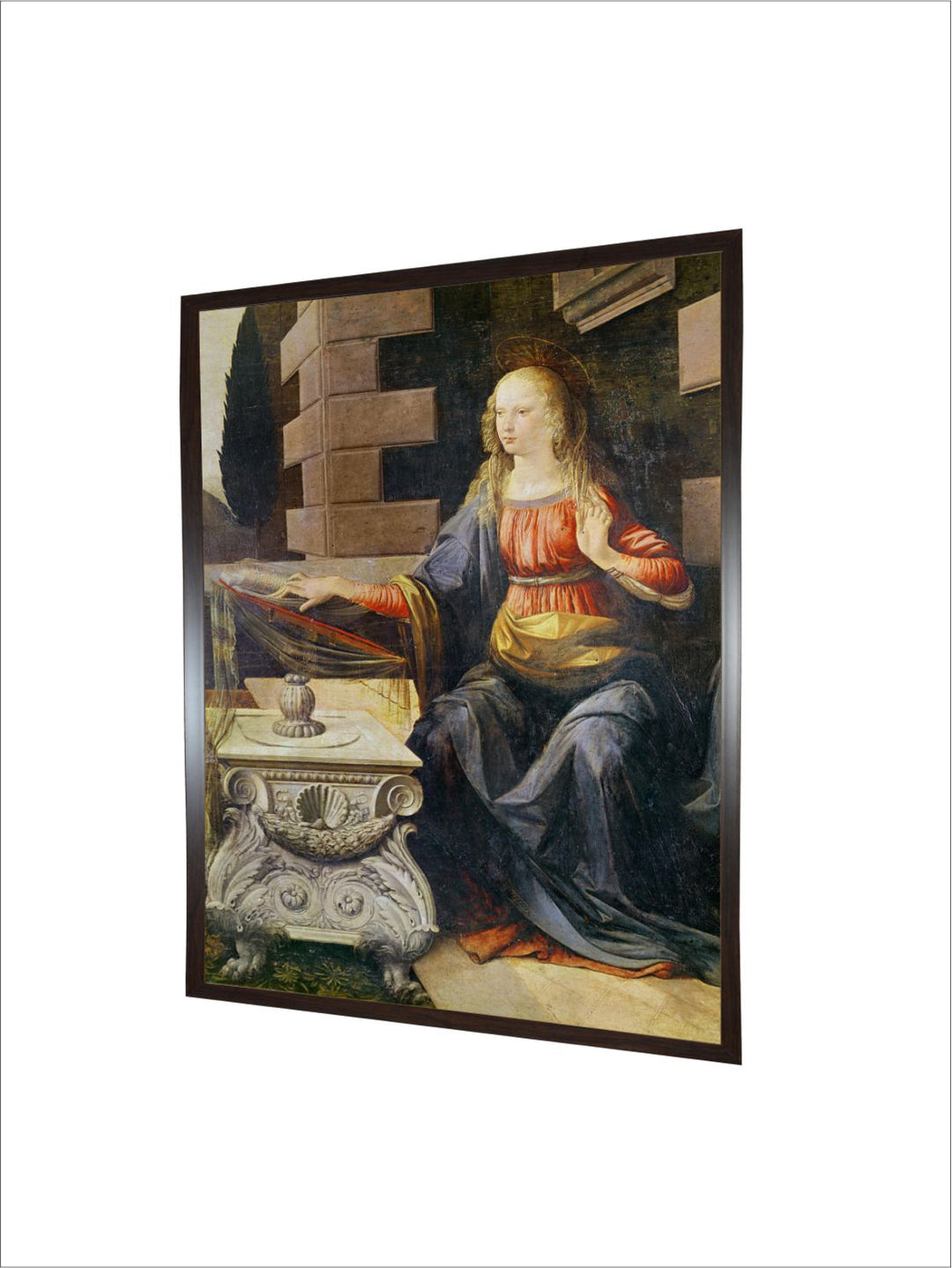 "Brown & Blue The Annunciation Wooden Painting Wall Art''