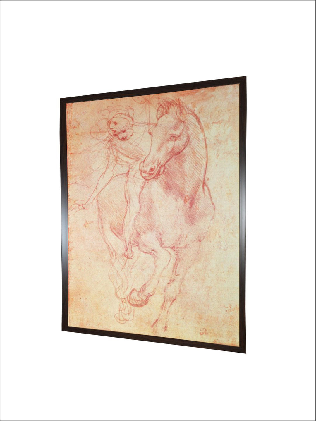 "Beige & Brown Horse and Rider Painting Wall Art''