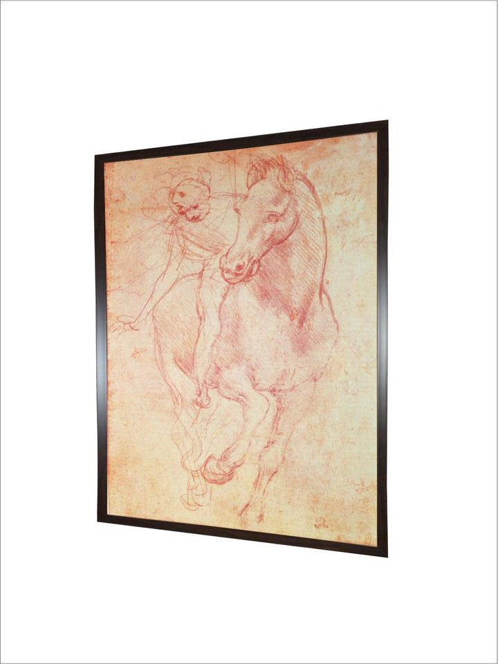 "Beige & Brown Horse and Rider Painting Wall Art''
