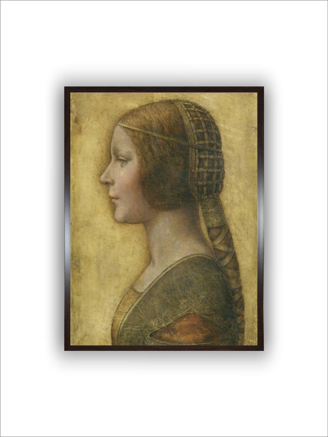 "Beige & Green Profile Of A Young Fiancee Canvas Painting Wall Art''