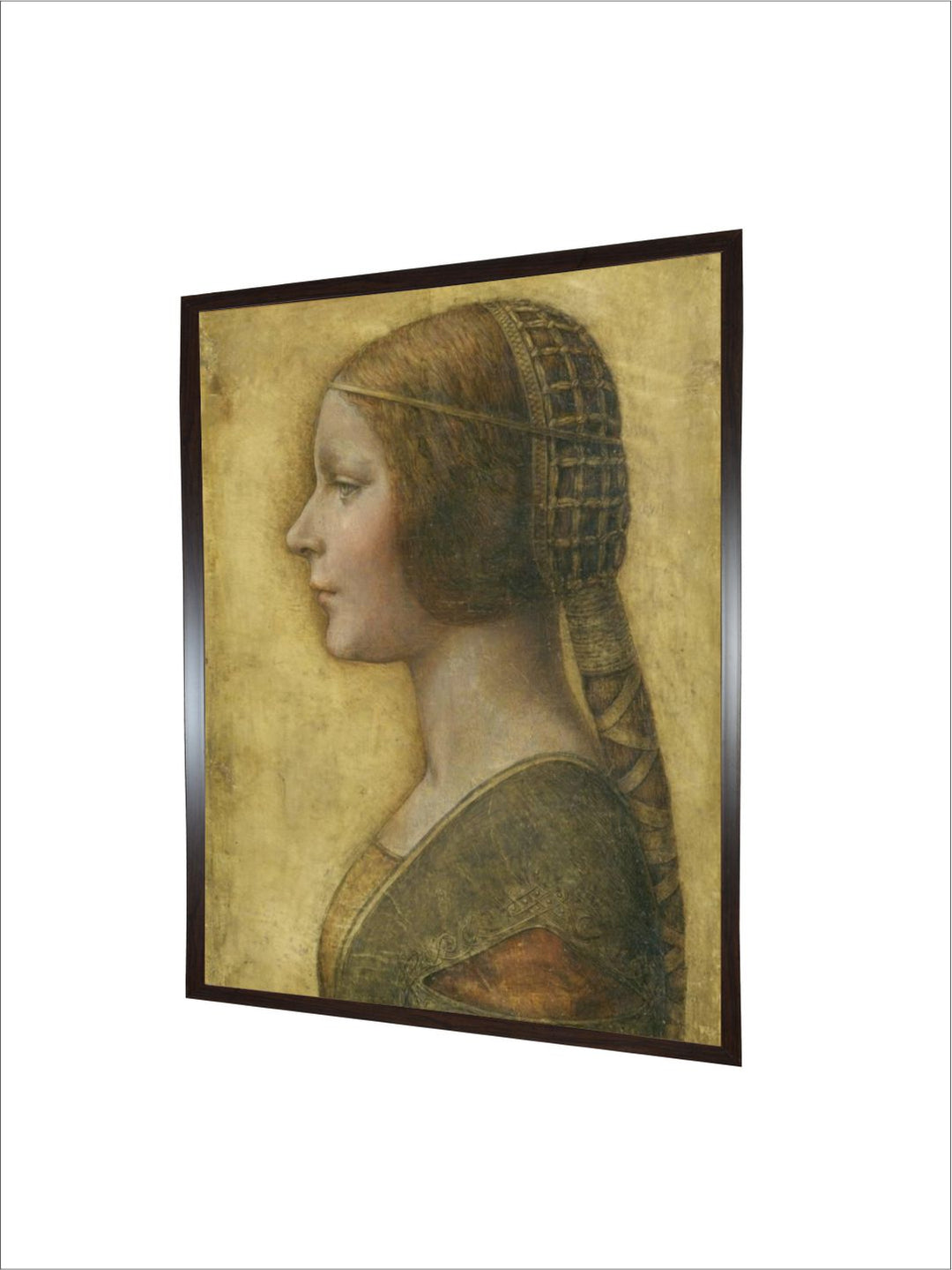 "Beige & Green Profile Of A Young Fiancee Canvas Painting Wall Art''