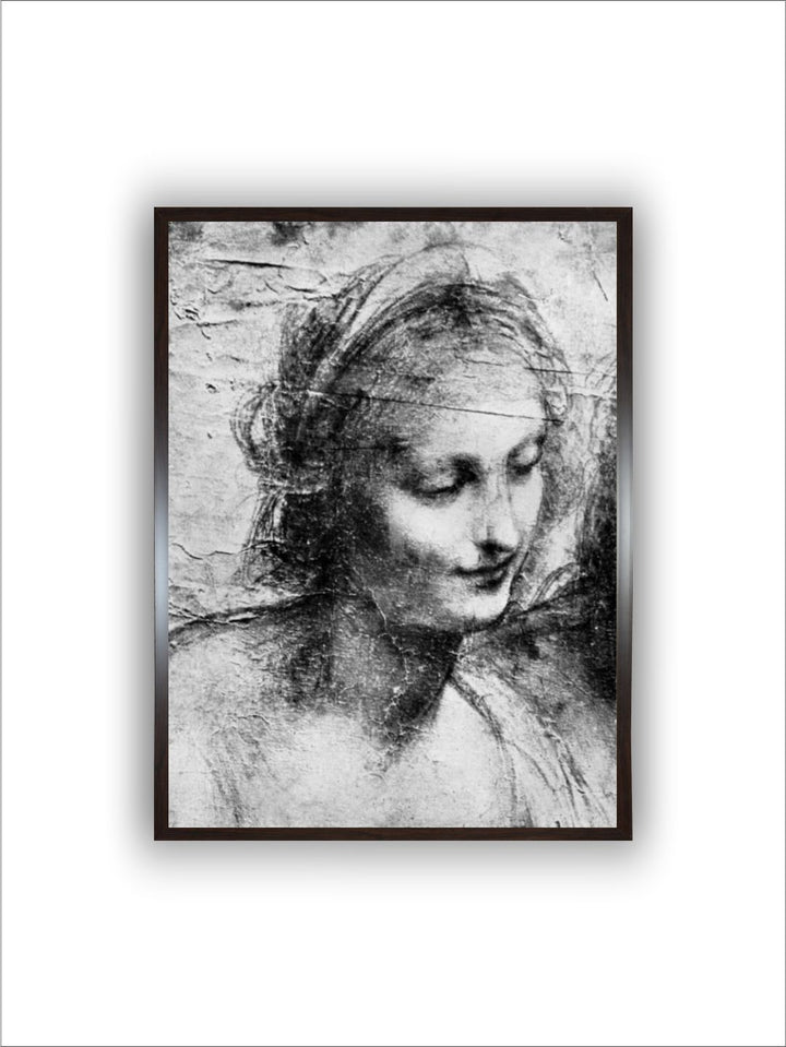 "Grey & Black The Head Of The Madonna Painting Wooden Framed Wall Art''