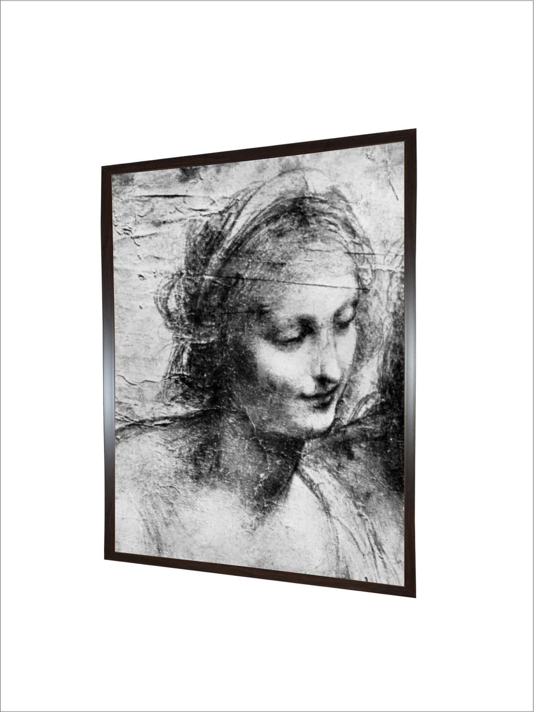 "Grey & Black The Head Of The Madonna Painting Wooden Framed Wall Art''