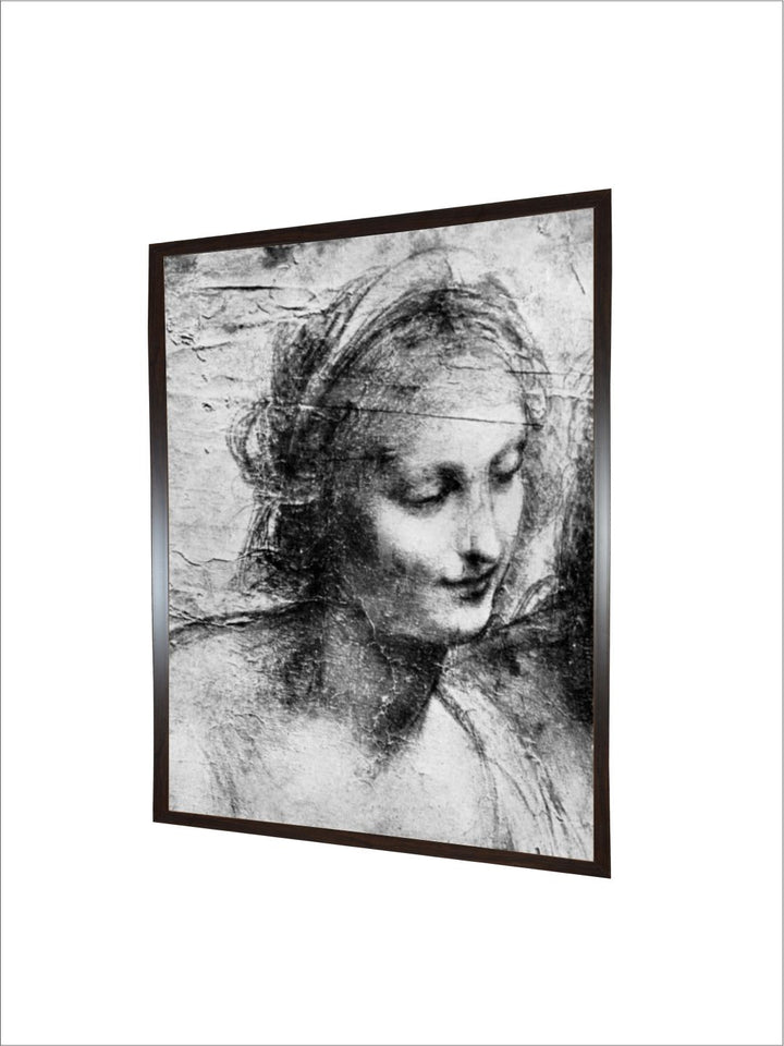 "Grey & Black The Head Of The Madonna Painting Wooden Framed Wall Art''