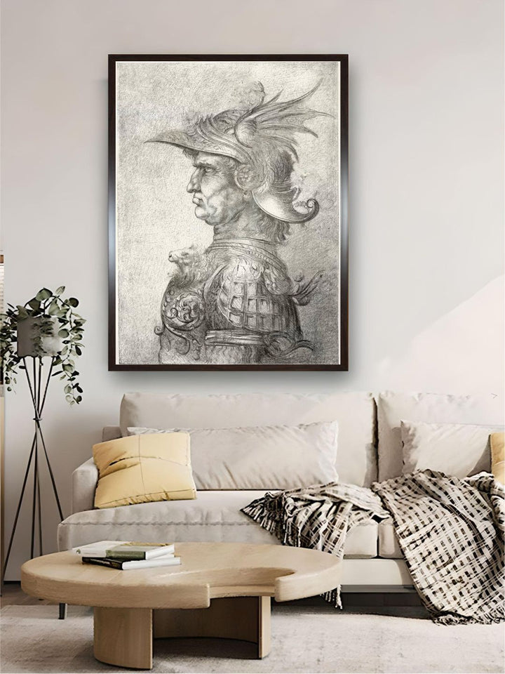 "White & Black A Bust Of A Warrior In Profile Painting Wall Art''