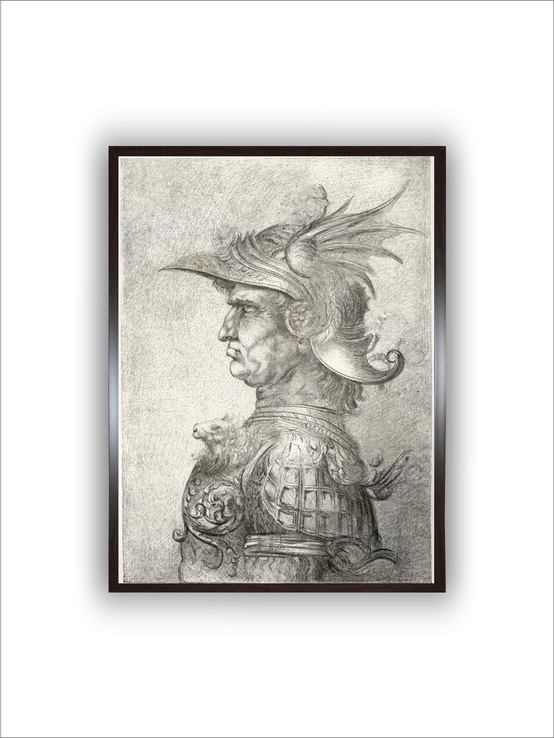 "White & Black A Bust Of A Warrior In Profile Painting Wall Art''