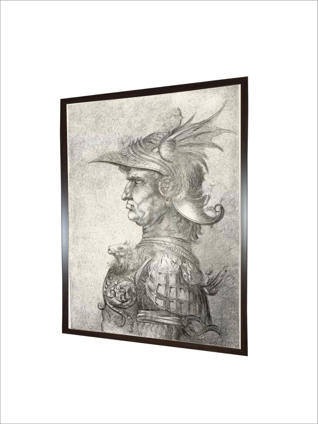 "White & Black A Bust Of A Warrior In Profile Painting Wall Art''