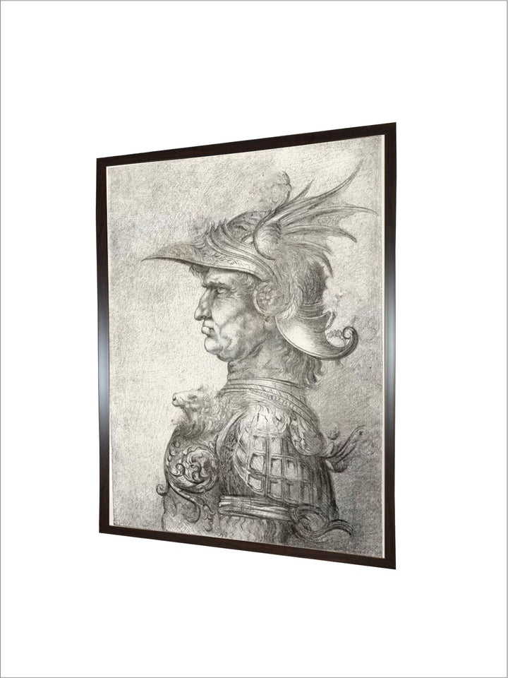 "White & Black A Bust Of A Warrior In Profile Painting Wall Art''