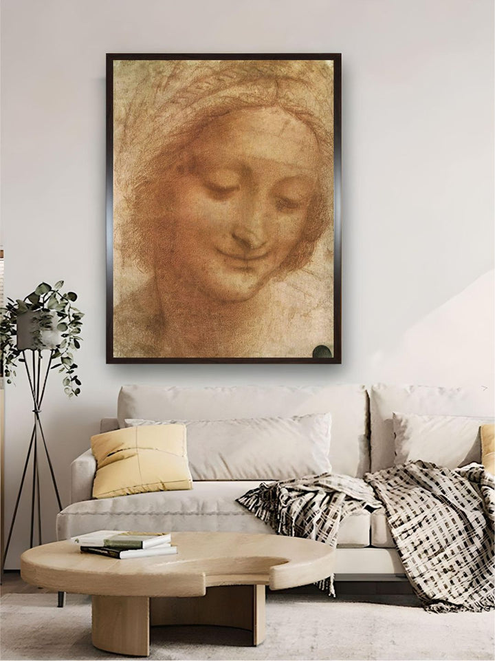"Beige Sketch Of Saint Anne Painting Wall Art''