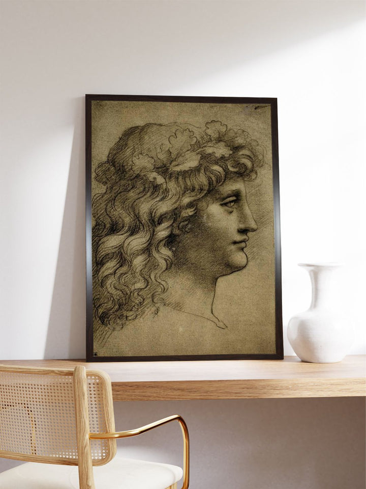 "Beige Canvas Head of a Young Man Painting Wall Art''