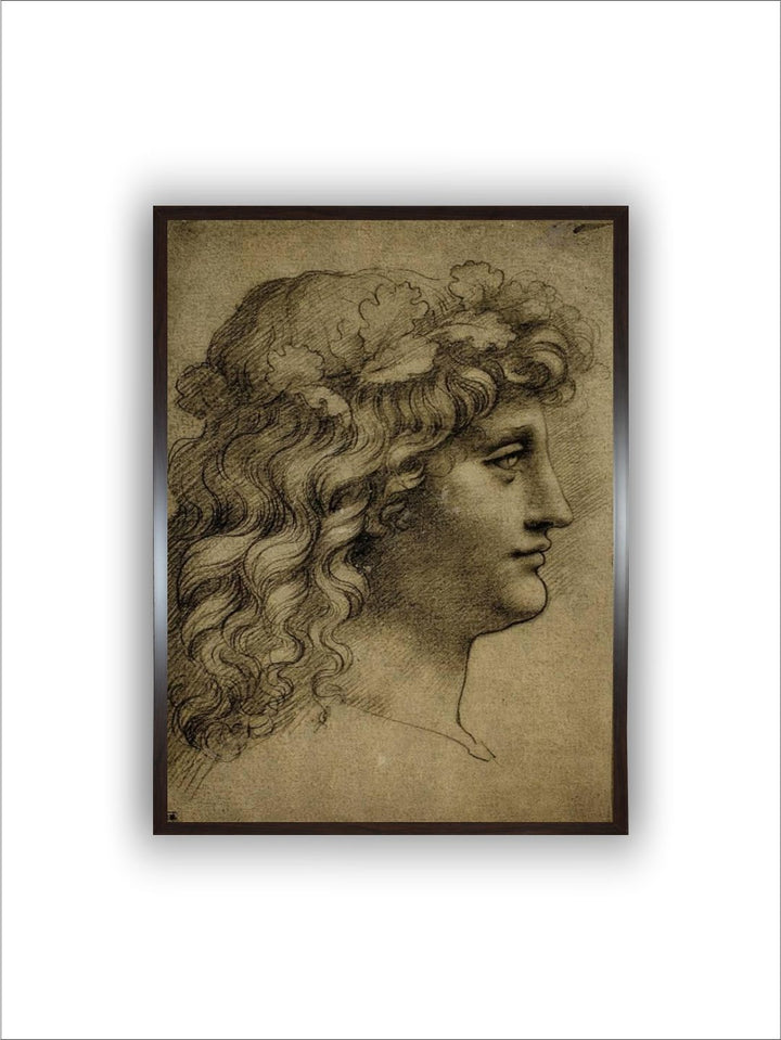 "Beige Canvas Head of a Young Man Painting Wall Art''