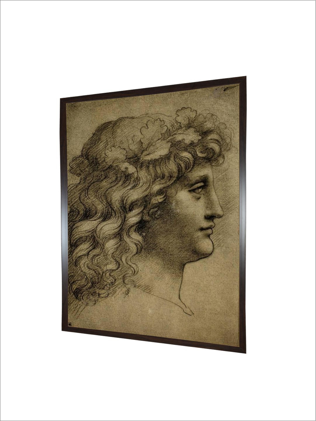 "Beige Canvas Head of a Young Man Painting Wall Art''