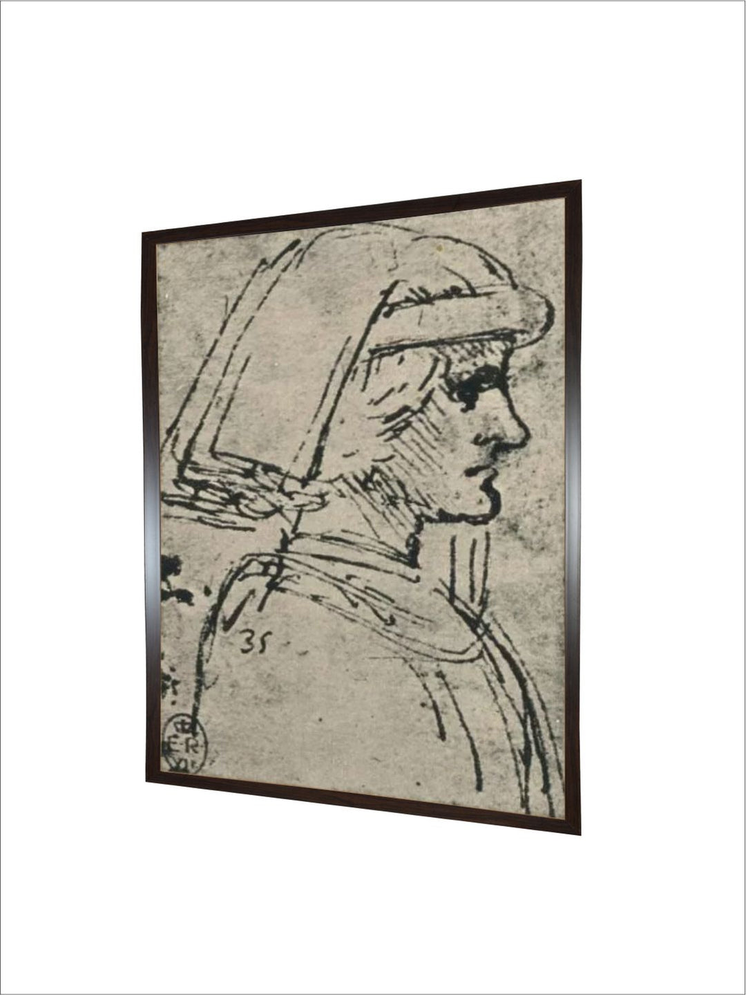"Grey Profile Of Young Man Wearing Chaperon Canvas Wall Painting''