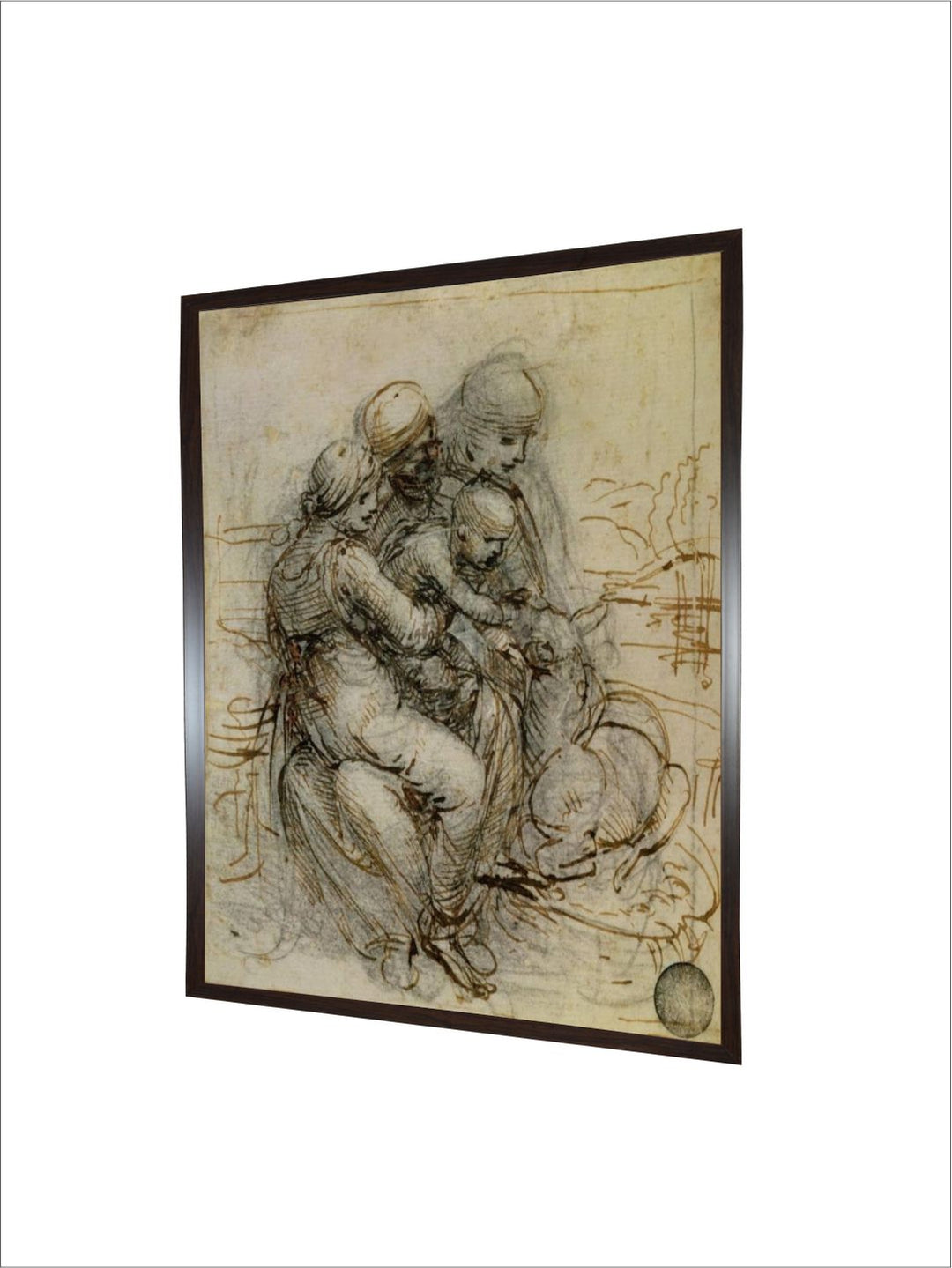 "Grey & Beige Virgin & Child With St Anne Painting Wooden Wall Art''