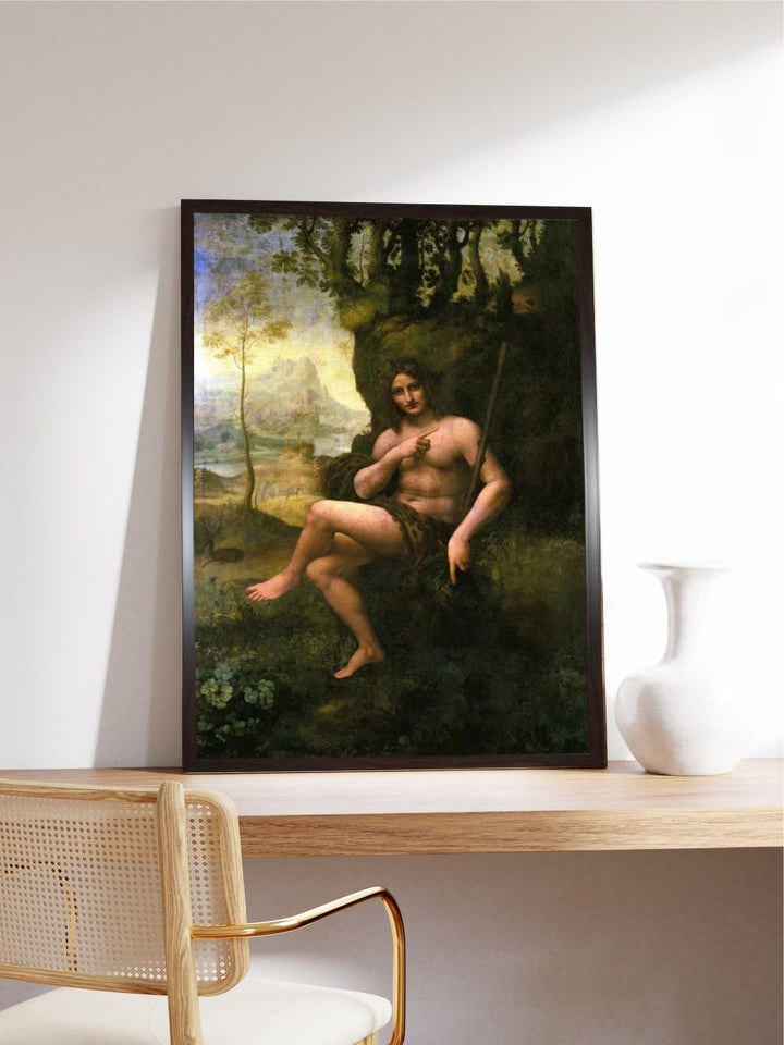 "Green & Beige Bacchus Painting Wall Art''