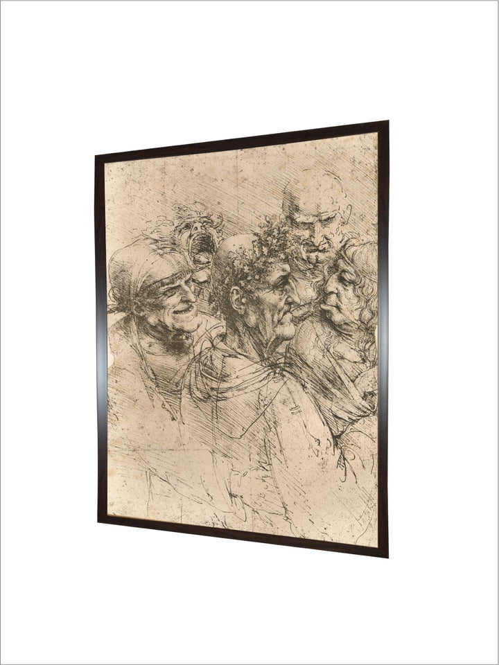 "Beige & Black Drawing of Caricatures Painting Wall Art''