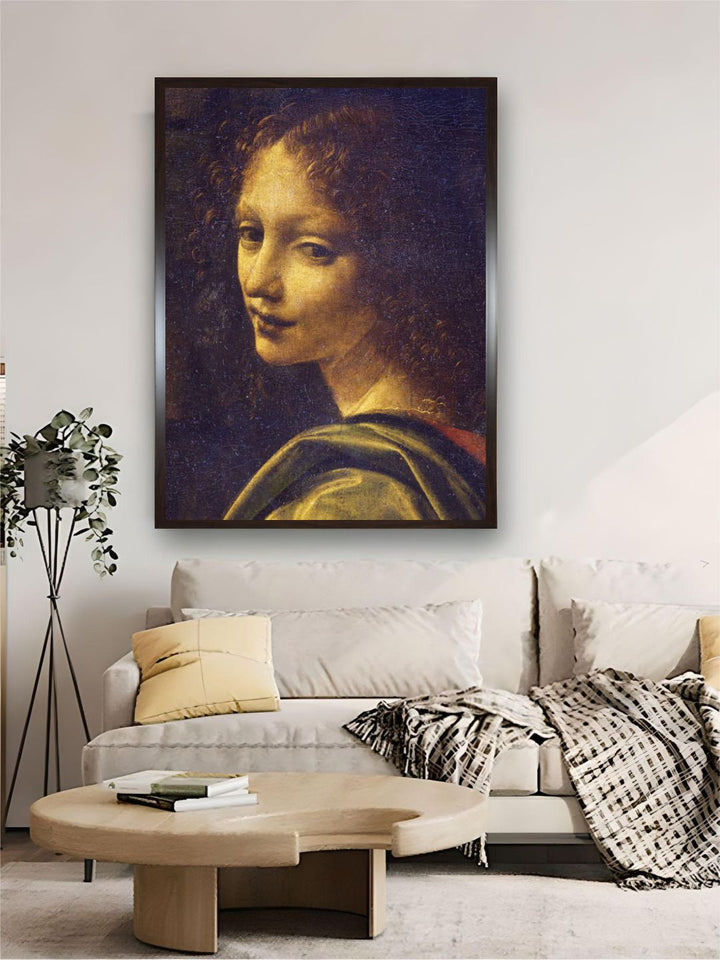 "Beige & Brown Face of Angel Canvas Painting Wall Art''