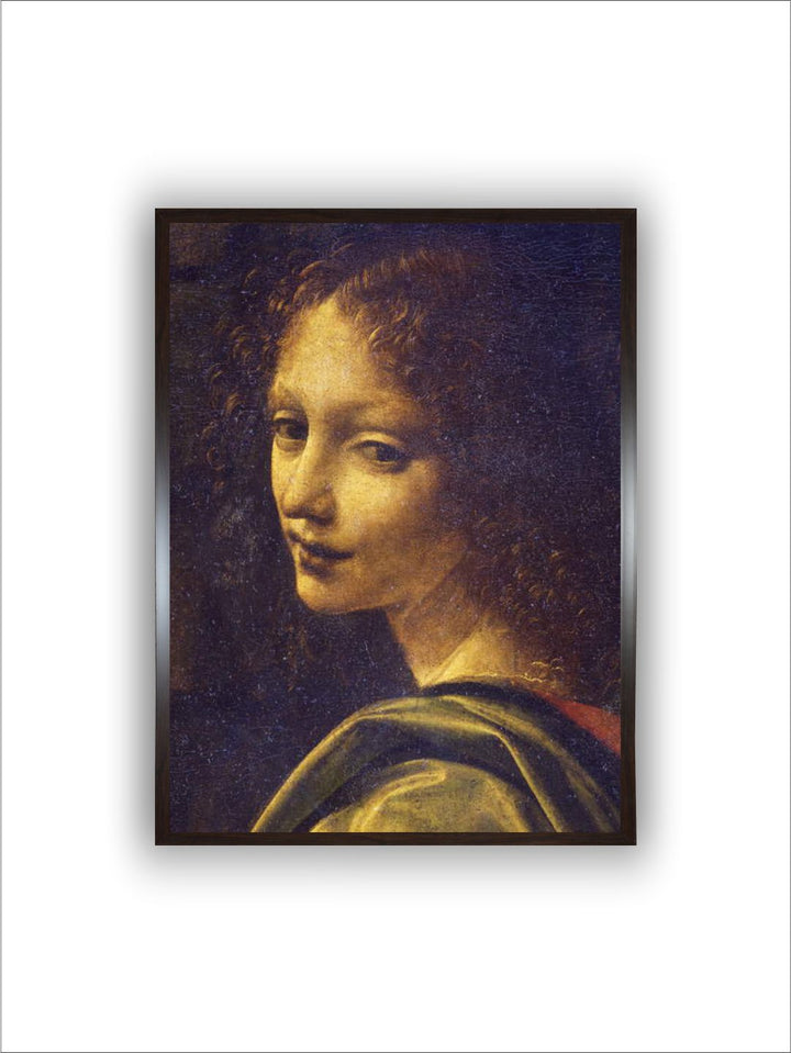 "Beige & Brown Face of Angel Canvas Painting Wall Art''