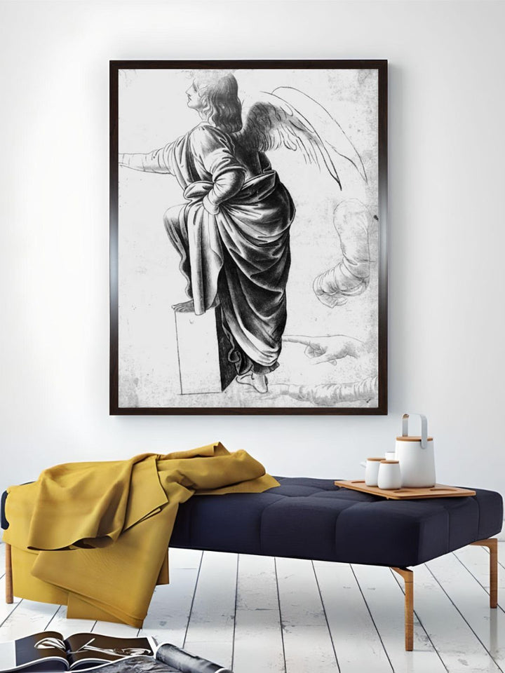 "Grey & White Study Of An Angel Painting Wall Art''