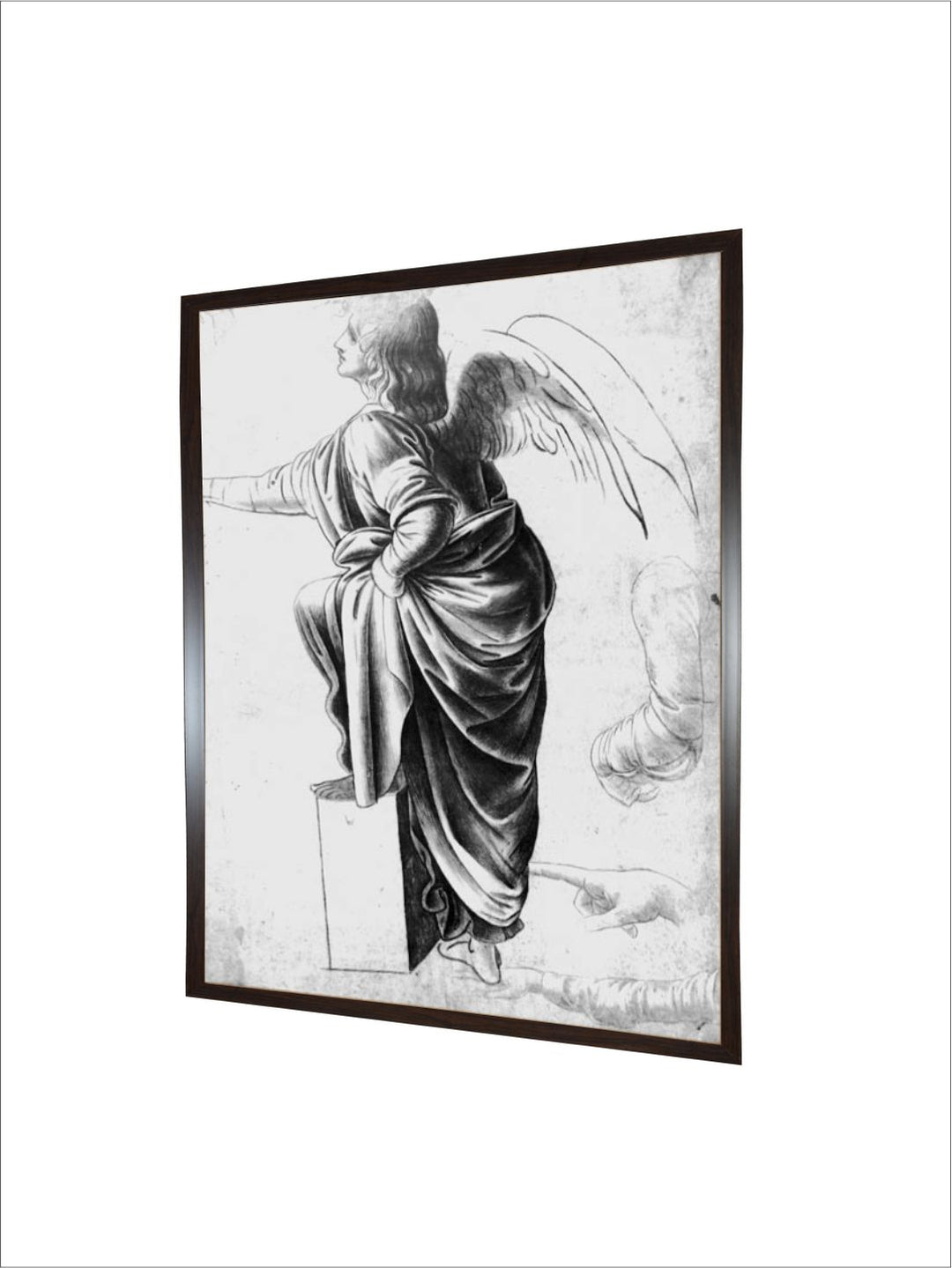"Grey & White Study Of An Angel Painting Wall Art''
