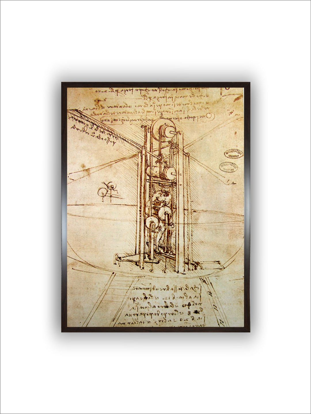 "Beige Drawing Of a Flying Machine Paintings Wall Art''