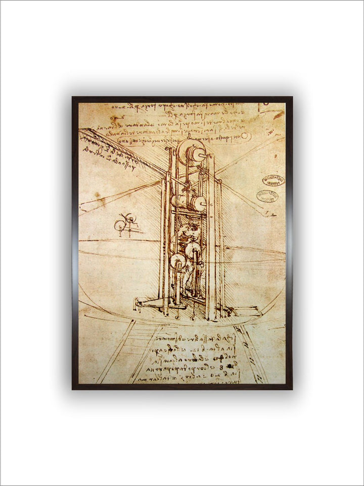 "Beige Drawing Of a Flying Machine Paintings Wall Art''