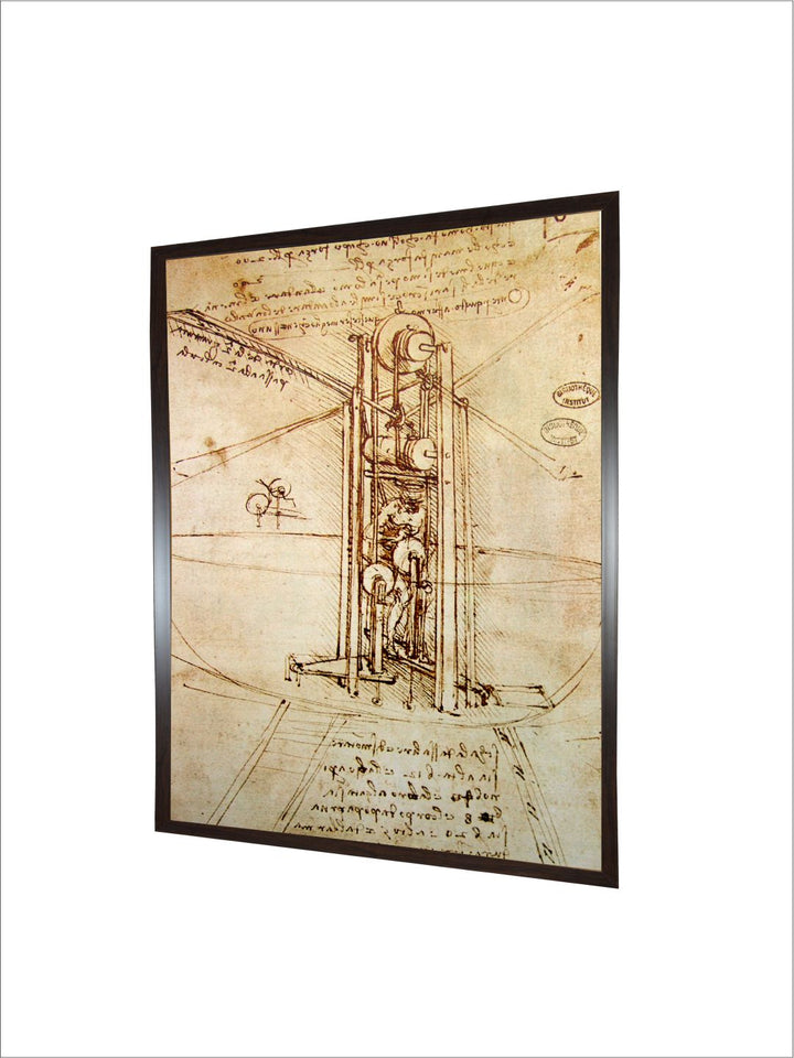 "Beige Drawing Of a Flying Machine Paintings Wall Art''