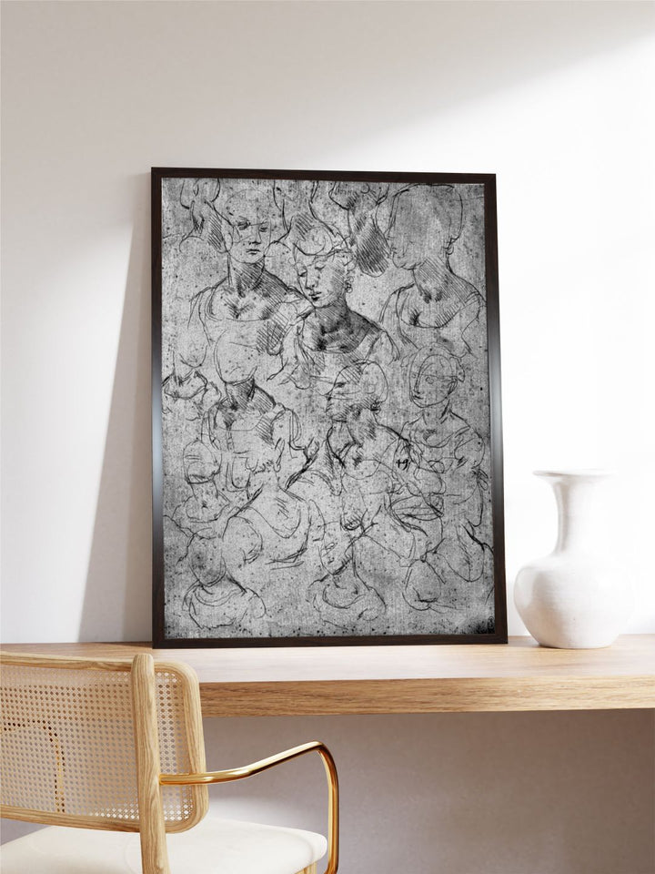 "Grey Black Canvas Wooden Half Length Female Figure Painting Wall Art''