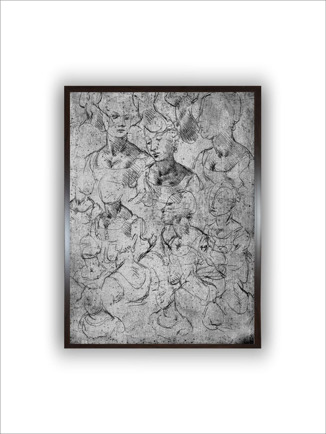 "Grey Black Canvas Wooden Half Length Female Figure Painting Wall Art''