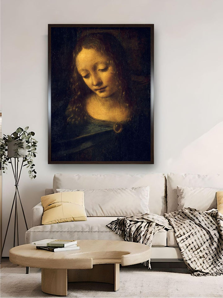 "Black & Beige A Lady Face Canvas Painting Wall Art''