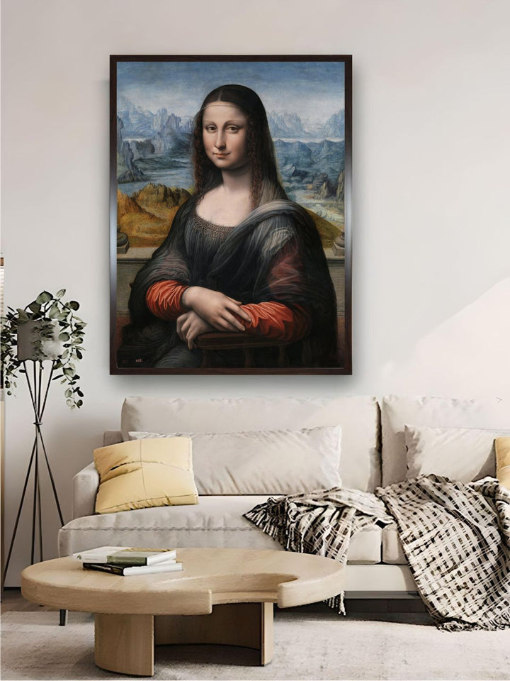 "Black & Blue Mona Lisa Wood Painting Wall Art''