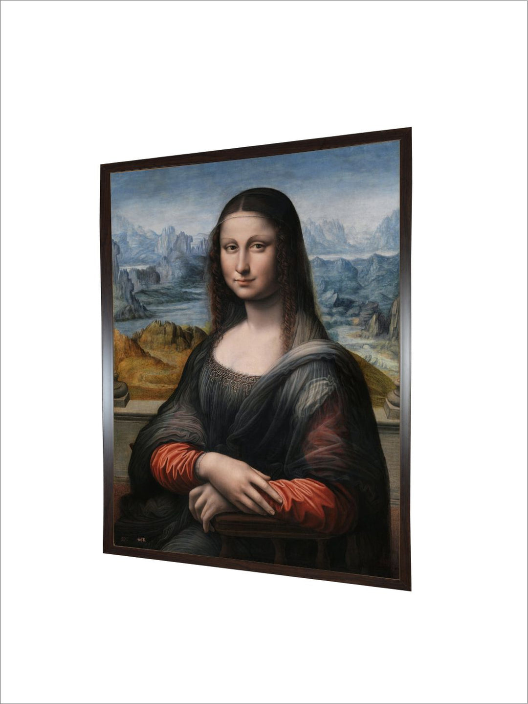 "Black & Blue Mona Lisa Wood Painting Wall Art''