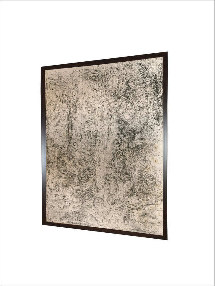 "Beige & Black Canvas Charcoal Drawing Wall Art''