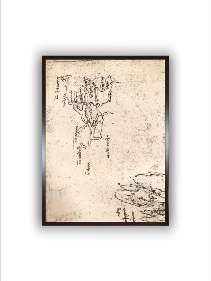 "Peach Abstract Wooden Sketch Map Of Armenia Painting Wall Art With Frame''