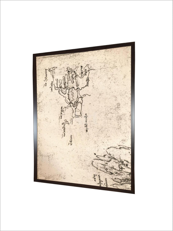 "Peach Abstract Wooden Sketch Map Of Armenia Painting Wall Art With Frame''