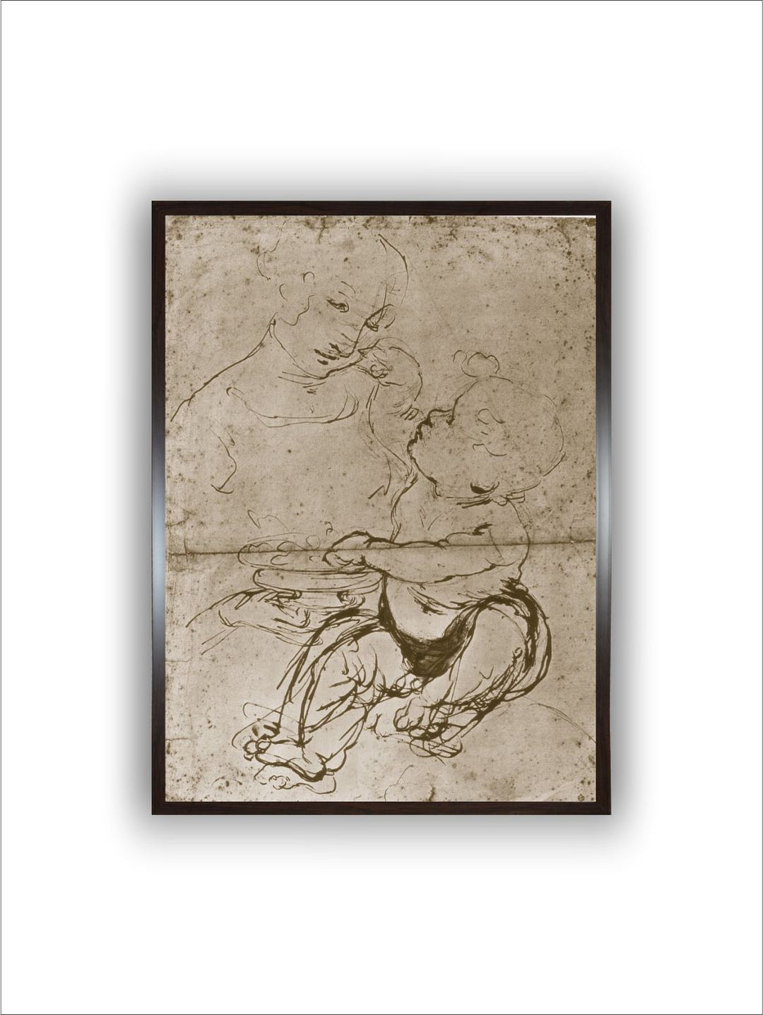 "Grey & Brown Painting Wooden Framed Wall Art''