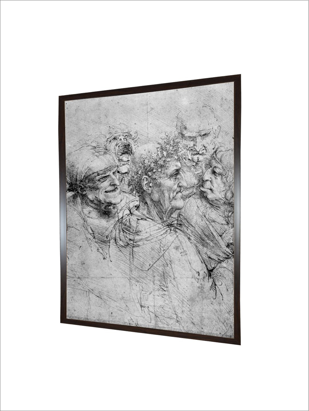 "Grey & Black Five Grotesque Heads Painting Wooden Painting Wall Art''