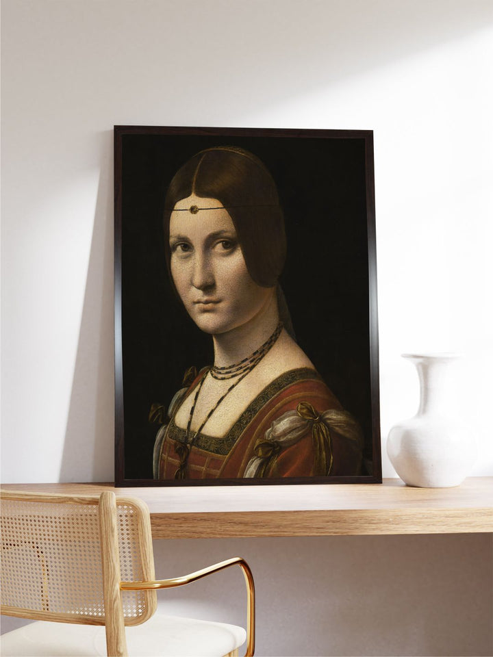 "Black & Brown La Belle Ferronniere Canvas Painting Wall Art''